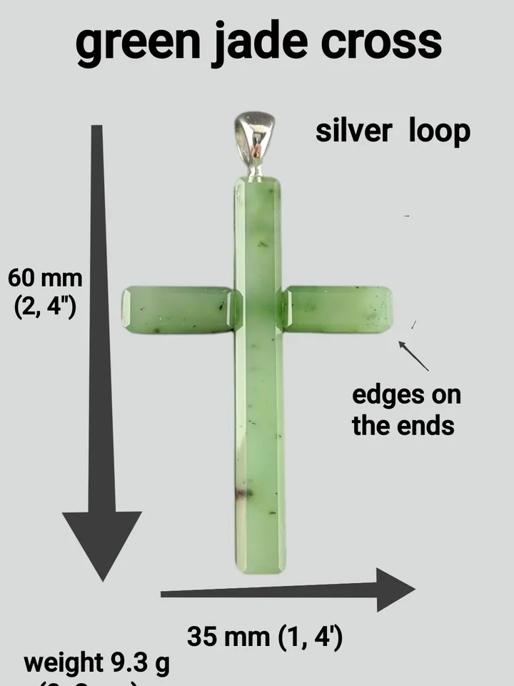 Green jade christian cross pendant religious spiritual jewelry.