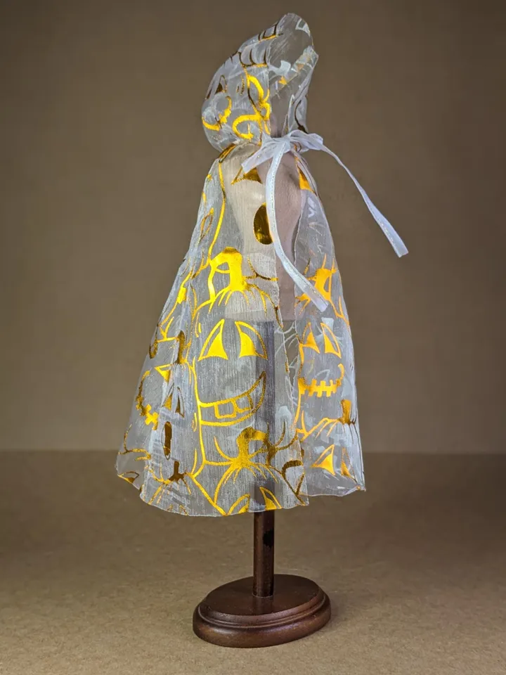 Handmade Halloween transparent cape for 1/6 scale fashion dolls