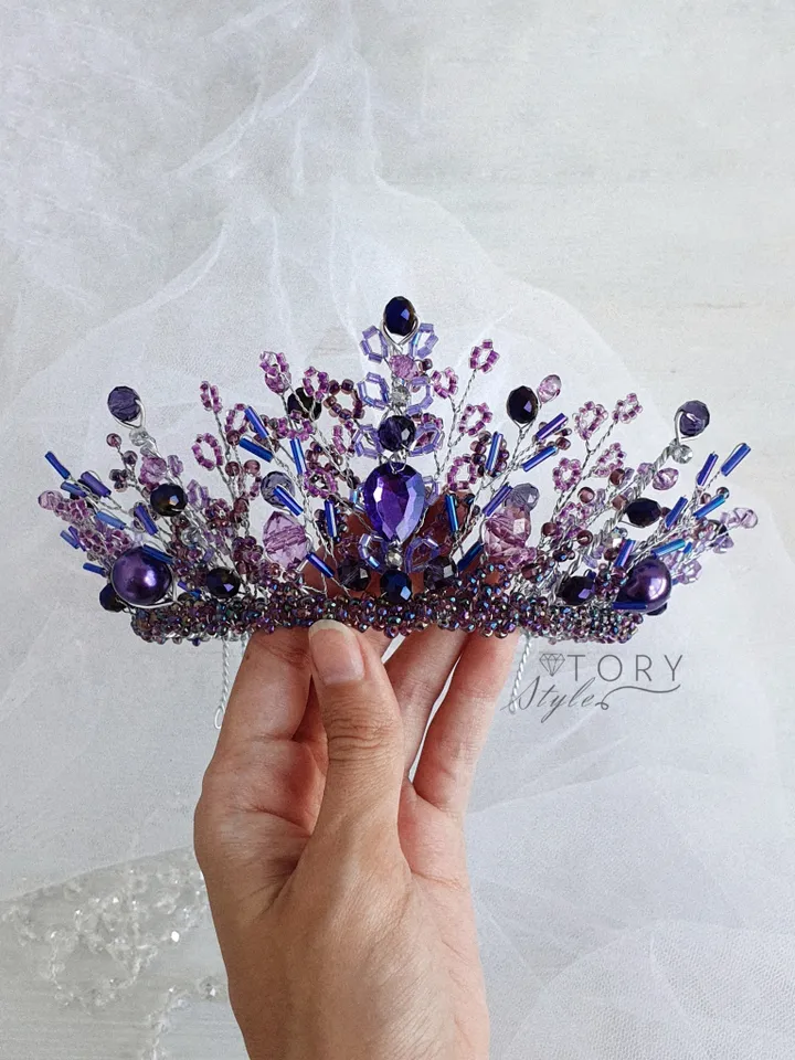 Purple crown, Violet crown, Purple tiara, Violet tiara, Halloween headpiece, Crowns, Children crown, Tiaras, diadem,costume play