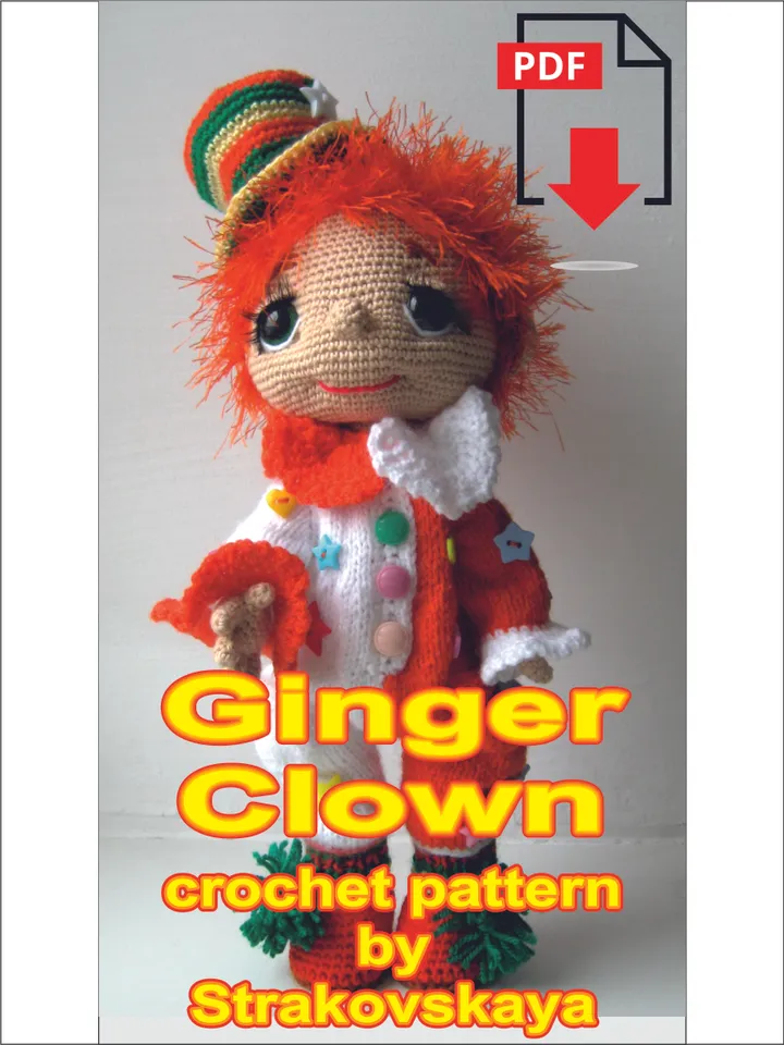 TUTORIAL Kind Ginger Clown crochet and knitting pattern*