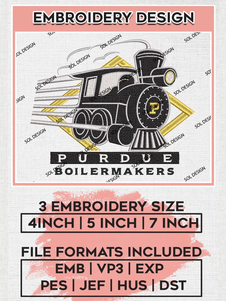 NCAA Purdue Boilermakers Football Team Logo Embroidery Design Files, NCAA Purdue Boilermakers Machine Embroidery, NCAA Teams, 3 sizes, NCAA Machine embroidery designs, Digital Download