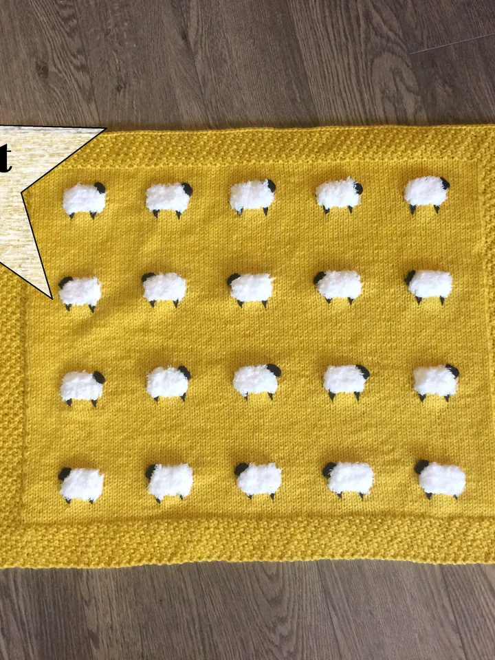 KNIT KIT - Fuzzy Sheep Baby Blanket, DIY Knit Baby Blanket, Baby Gift, 2 Sizes