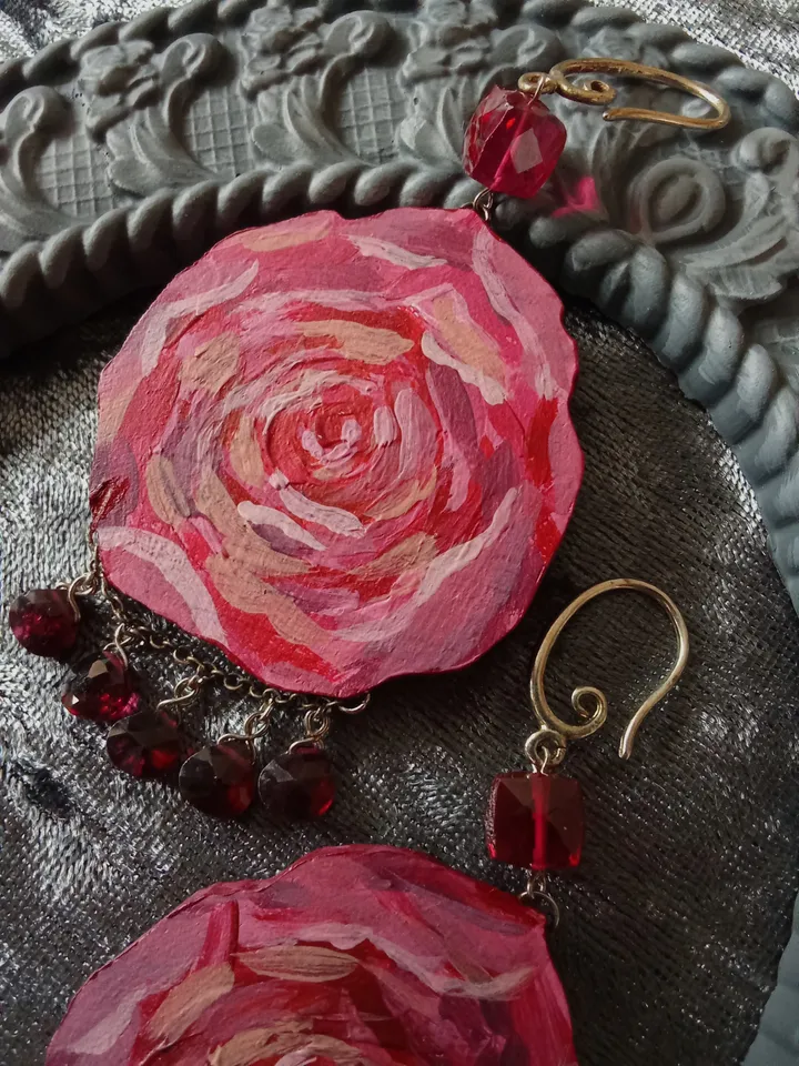 "Garnet roses" earrings