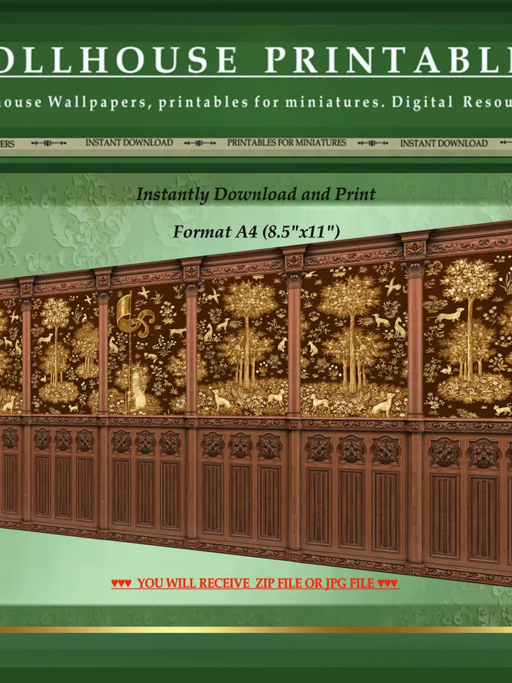Wallpapers- Set 15-v2 | Printables for Dollhouses and Unique Miniature Projects | Digital Downloads | in Scale 1/12th