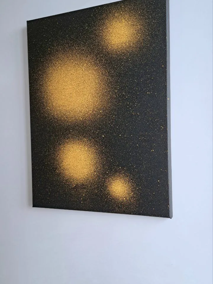Interior oil painting "Four suns" painting with gold