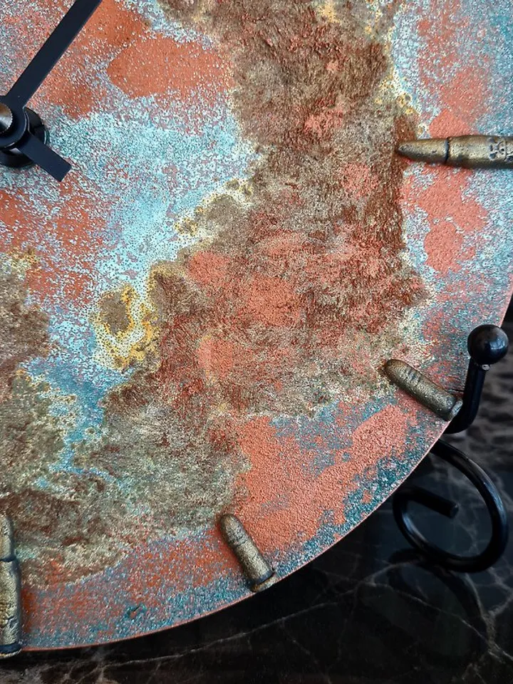 Rusty retro wall clock Art wall clock Unique hand painted clock  Silent clock