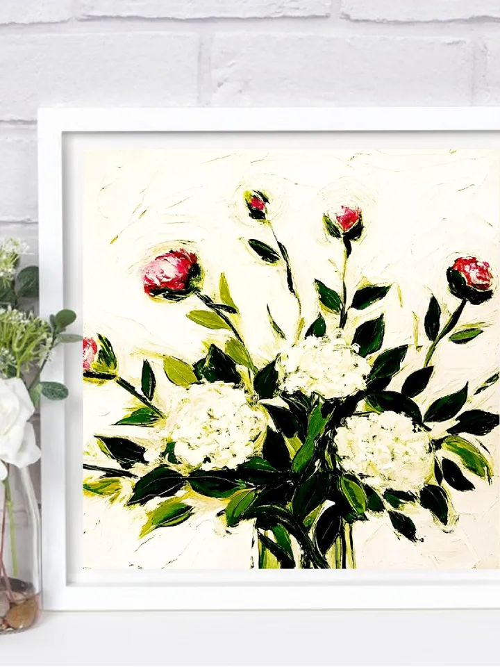 Hydrangea Painting Peony Flower Original Art Blue Peonies Impasto Oil Painting Small Wall Art Gift by ArtProkopaloSv