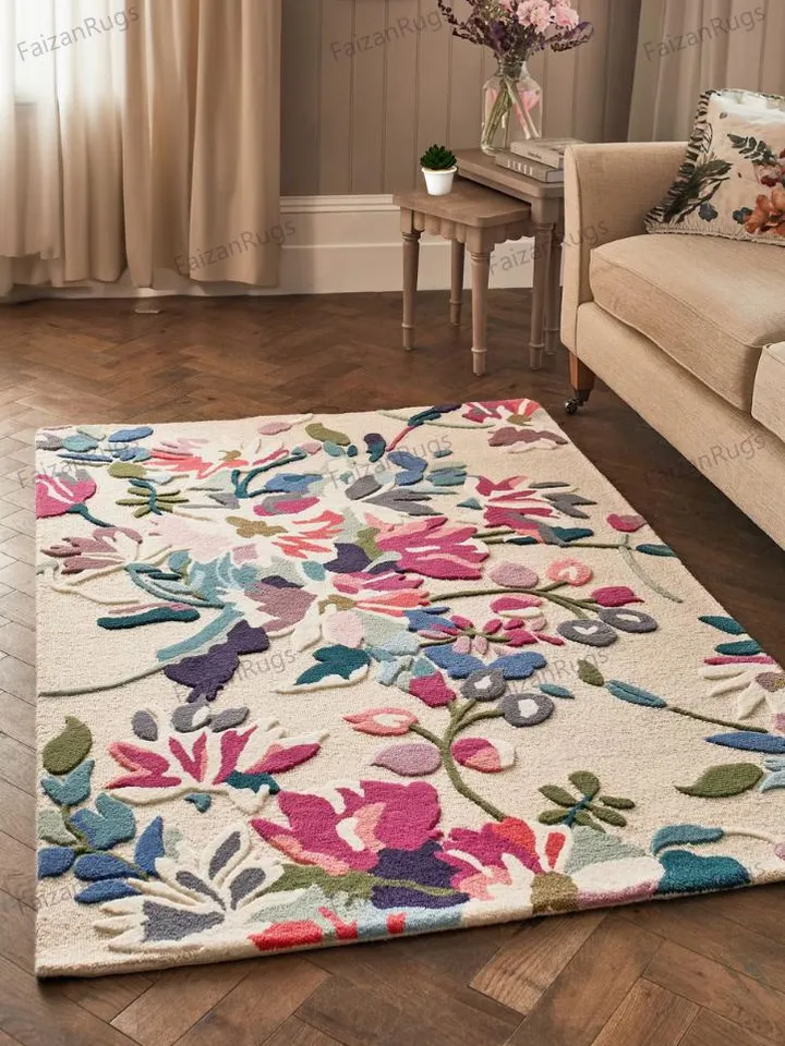 8x10 Floral Rugs Hand Tufted Hand Woven with High Low Piles in All Regular Size 5x8, 6x9, 8x10, 9x12, Stunning Multi Color in Floral Design