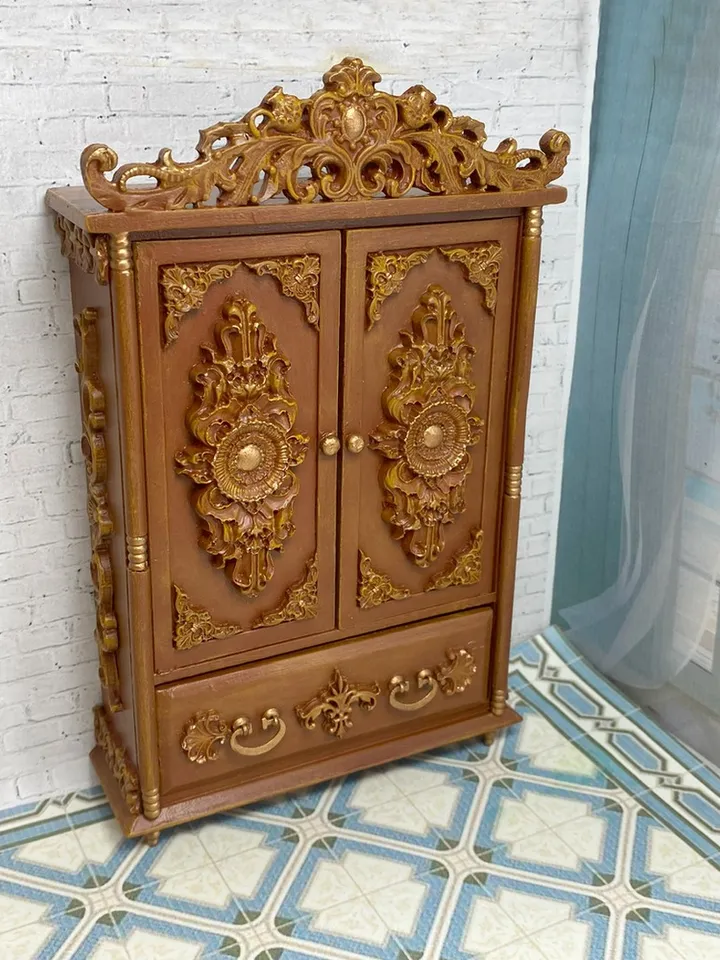 Handmade wardrobe. 1:12. Furniture for dolls. Wardrobe for a doll. Dollhouse miniature.