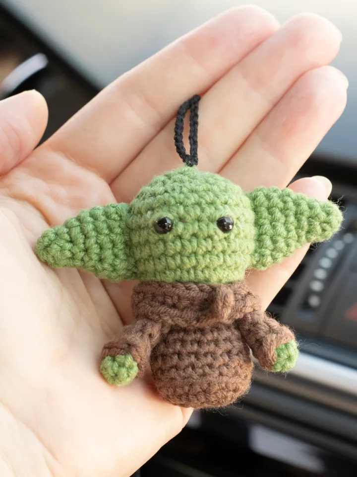 Baby Yoda car hanging accessory for Star Wars lover,  stuffed green alien, rear view mirror charm, Grogu toy car pendant