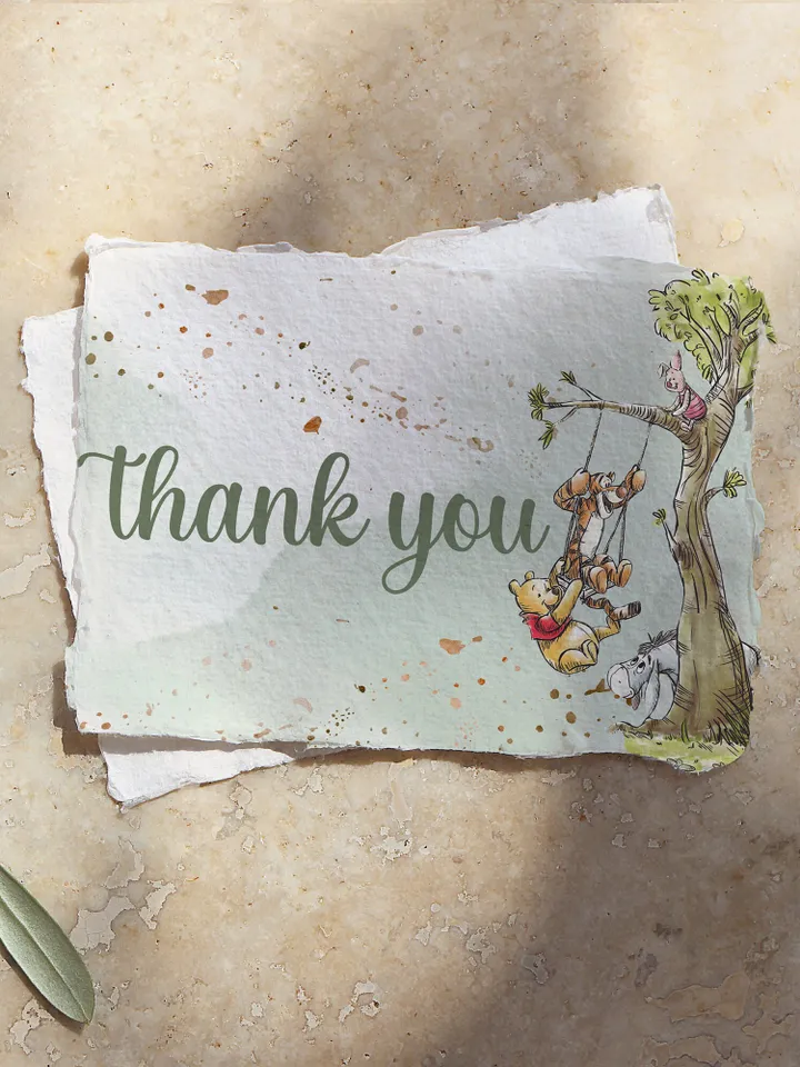 Editable Thank you card Hundred Acre Wood First Birthday party thank you; Winnie the Pooh Party; Classic Pooh Party Birthday ; wp2