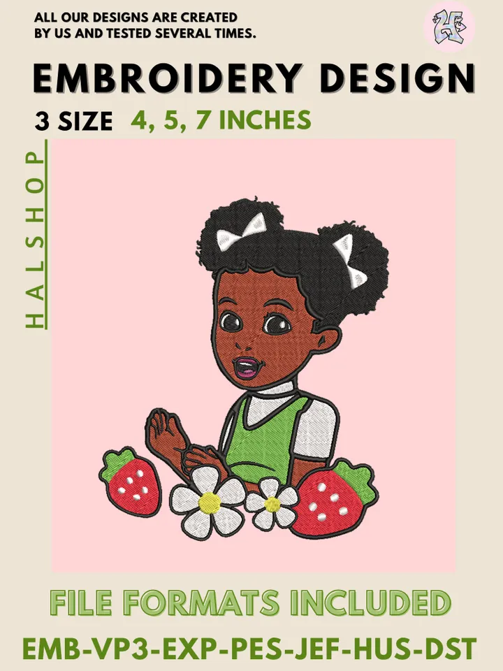 Gracie’s Corner & Flower Machine Embroidery Design – Cute Kids Cartoon Digital Embroidery File 🌼🎵✨