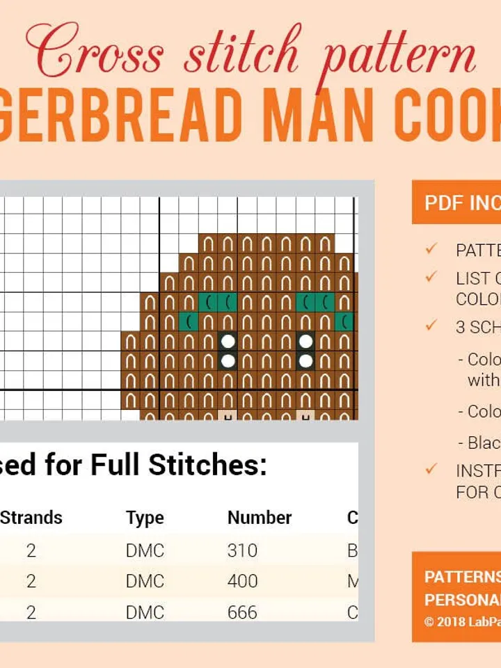 Gingerbread Man Cookies Cross stitch pattern | Embroidery Pattern | Instant Download | Embroidery Designs | Merry Christmas New Year Candy