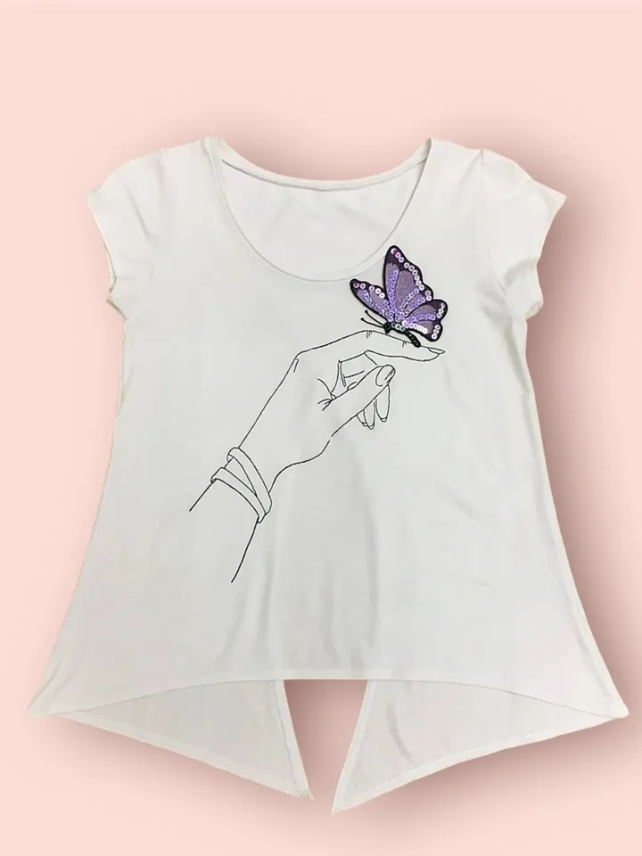 Butterfly on hand machine embroidery design