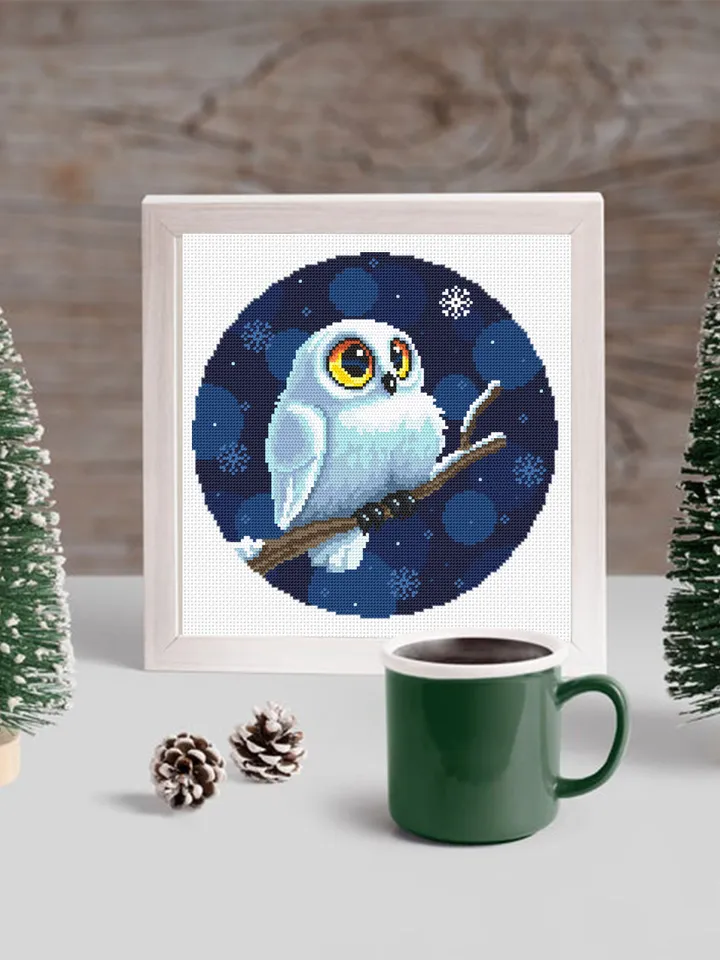 Christmas owl cross stitch pattern download PDF Cute snowy owl pattern, Easy xmas cross stitch, Holiday embroidery beginner, Home decor #N75