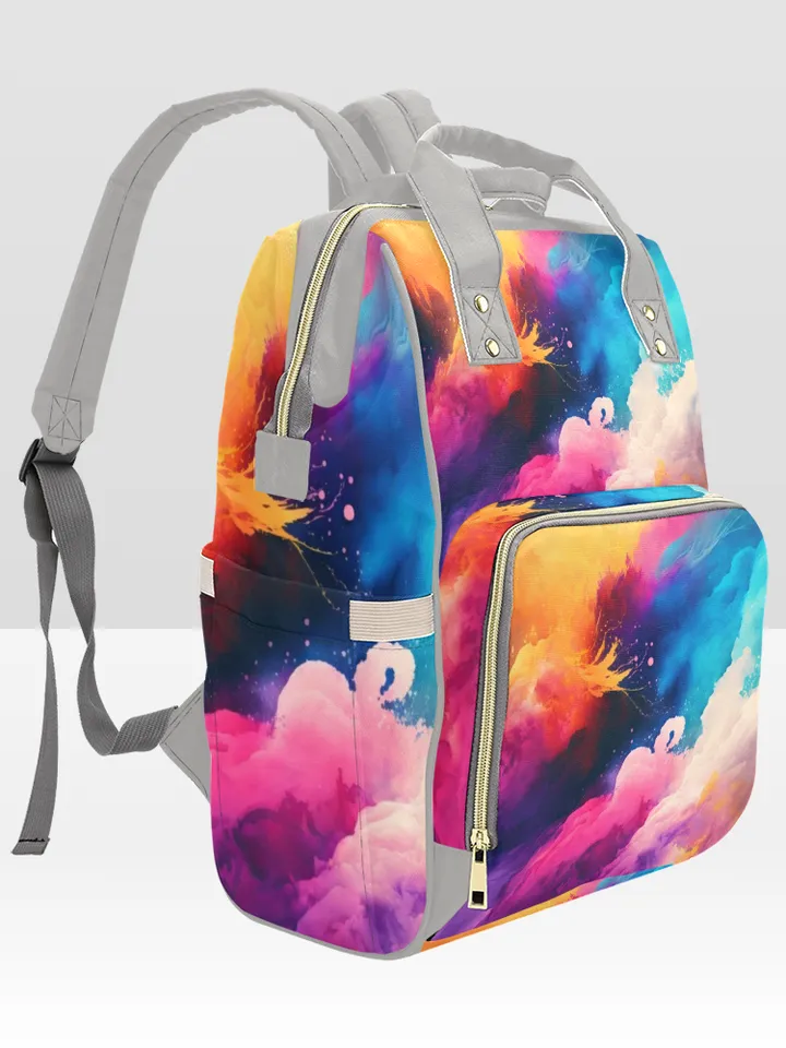 Colorful Watercolor Style Diaper Bag Backpack