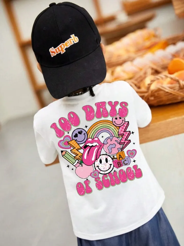Happy 100 Days Of School PNG, Groovy Smile 100th day, Trendy Teacher png, PNG Download, Girl Shirt, Png Download, School Sublimation