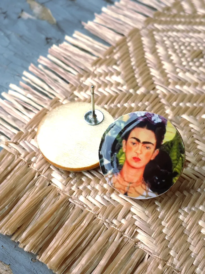Frida Kahlo earrings wooden studs