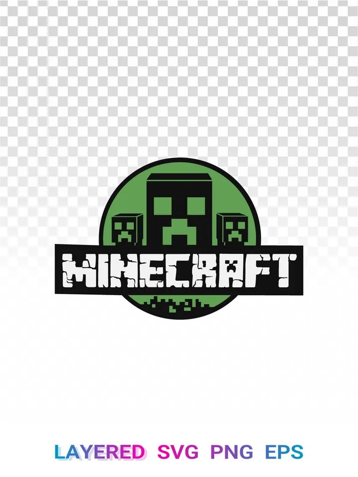 Minecraft PNG, Creeper Logo SVG, Layered Minecraft Clipart Cricut