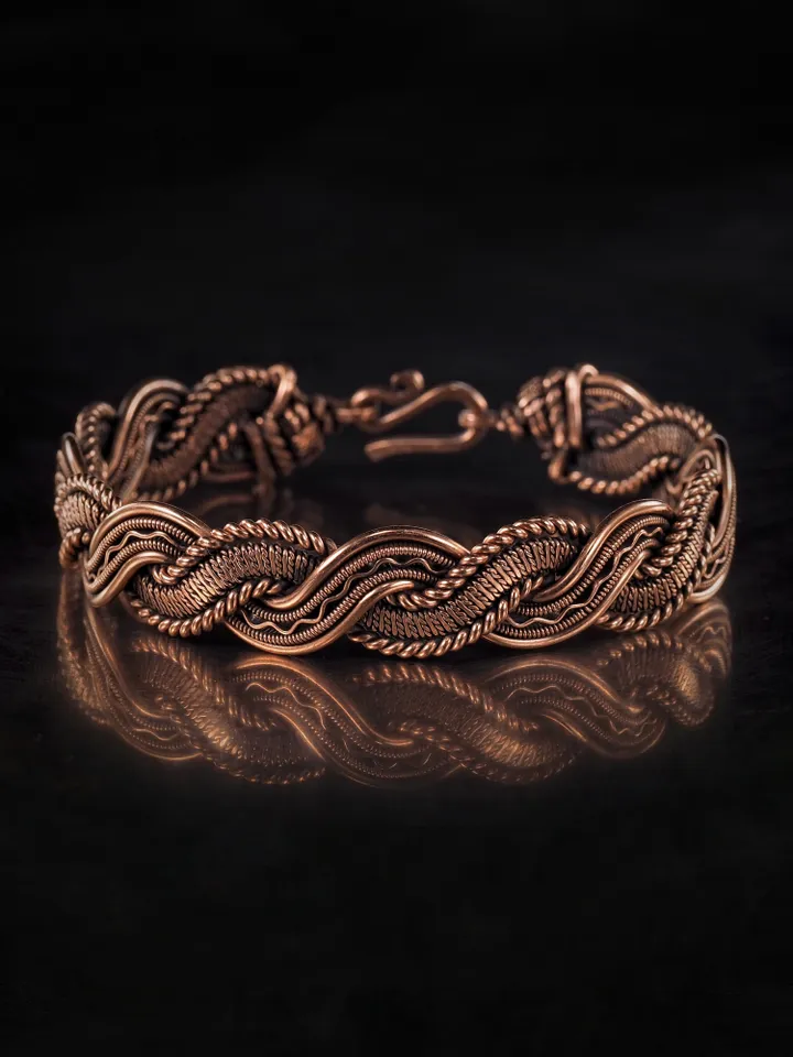 Woven copper wire bracelet Antique style handcrafted copper jewelry Unique gift
