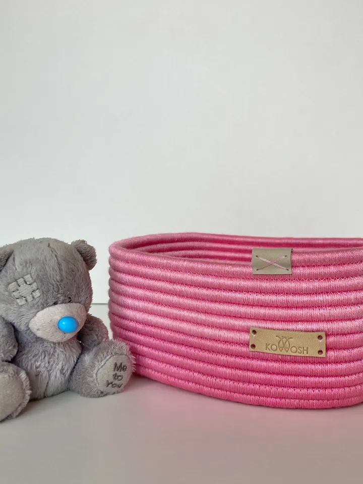 Soft pink storage basket 3.5'' x 7.5'' Square basket