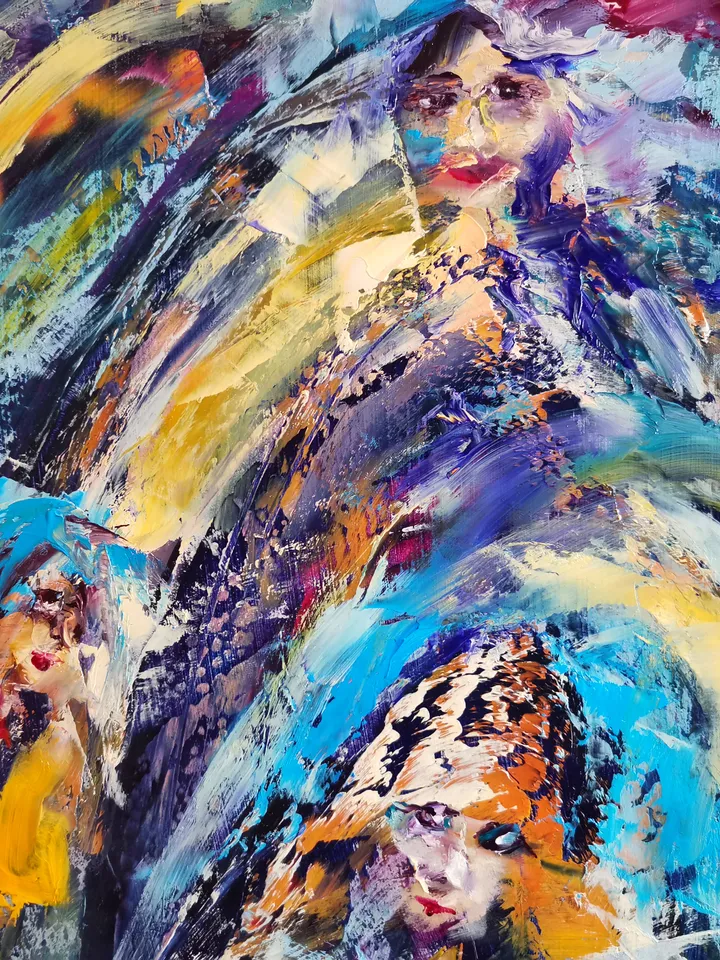 Abstract Life Fate People Angel Girl Art Original Oil Painting Artist Svinar Oksana