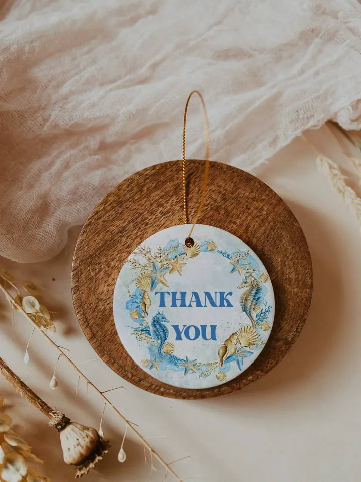 Editable Thank You sticker ONEder the Sea First Birthday thank you tag ; Under the Sea Party; Ocean Party Birthday Instant Download; SE1