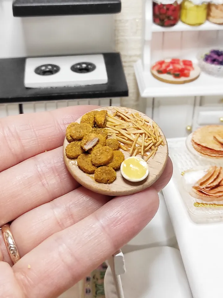 Fast food made of polymer clay, food for dolls, ideal for gifts, dollhouse miniature, fast food for dolls, mini food