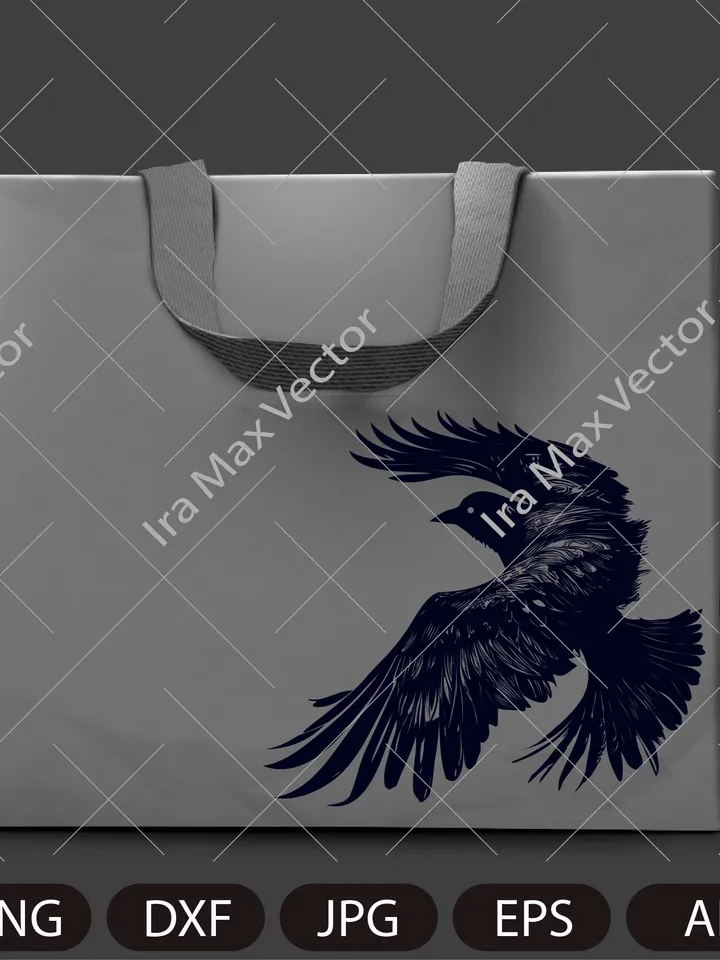 Raven svg, Raven Silhouette dxf, Raven clipart, Crow svg, bird svg, Crow flying svg, raven flying