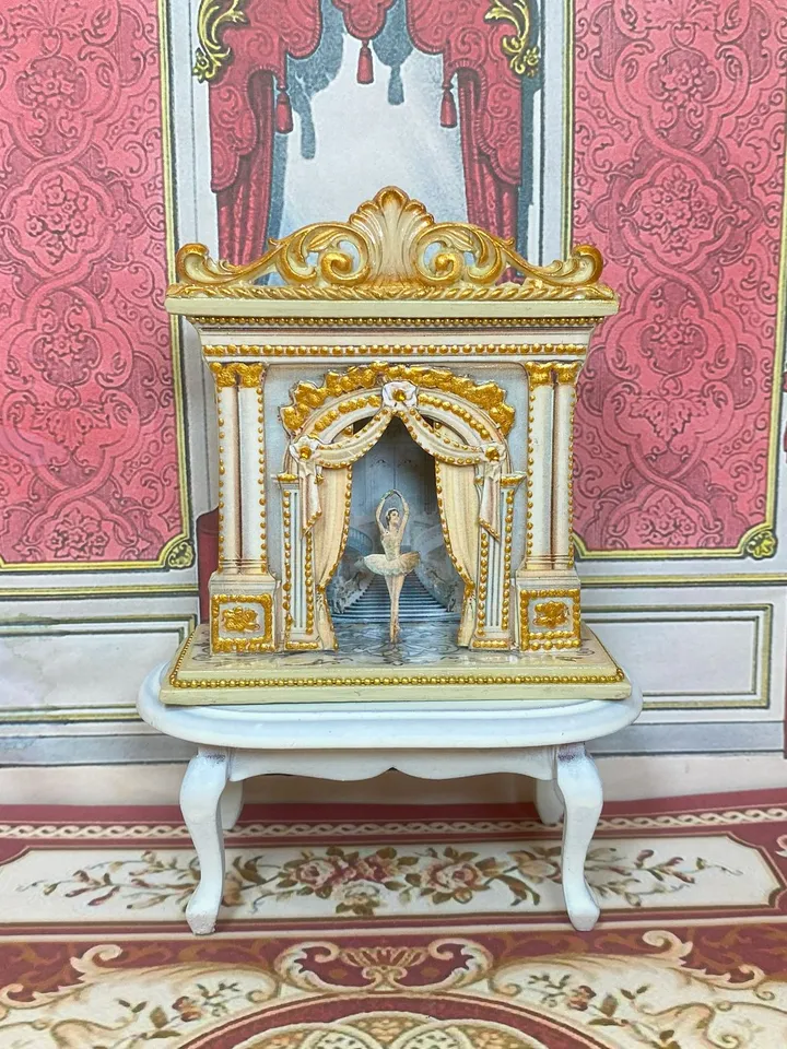 Ballet theater. dollhouse miniature. Classic puppet theater. Author's design Handmade. 1:12. Theater for a dollhouse.
