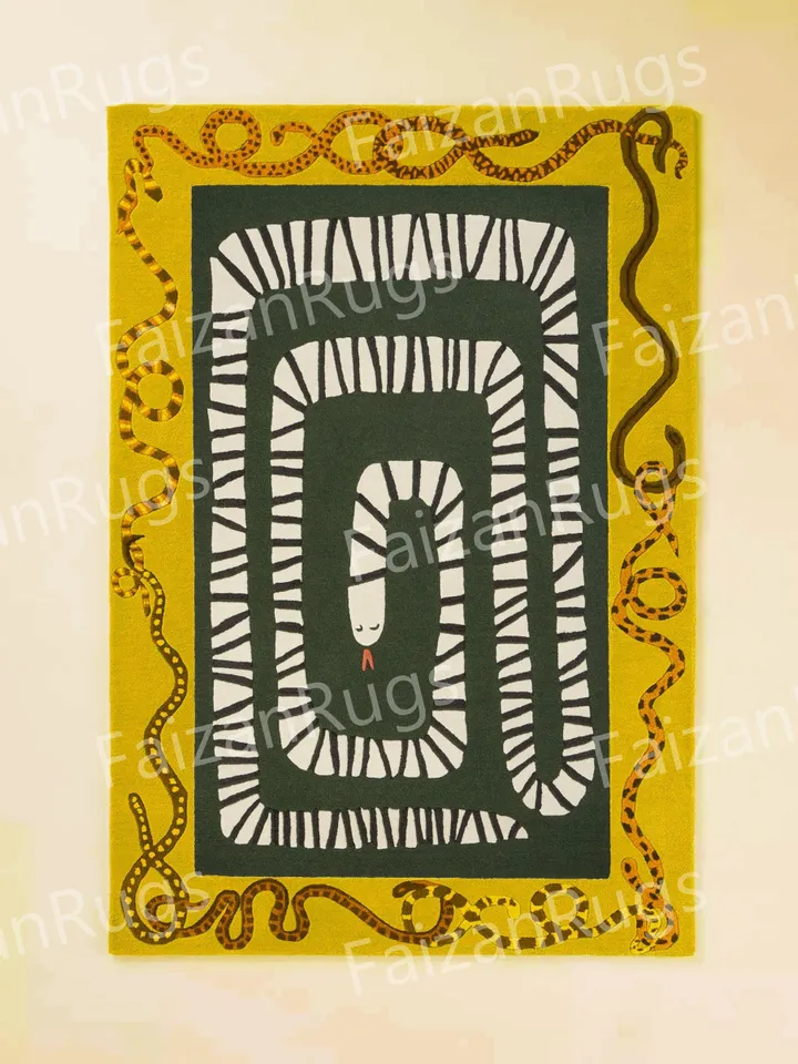 Orochimaru Hand Tufted Area Rug Beautiful Handmade Rug 100% Woolen Rug White Large Area Rugs Living Dining Hall Bedroom 5x8 6x9 8x10 9x12