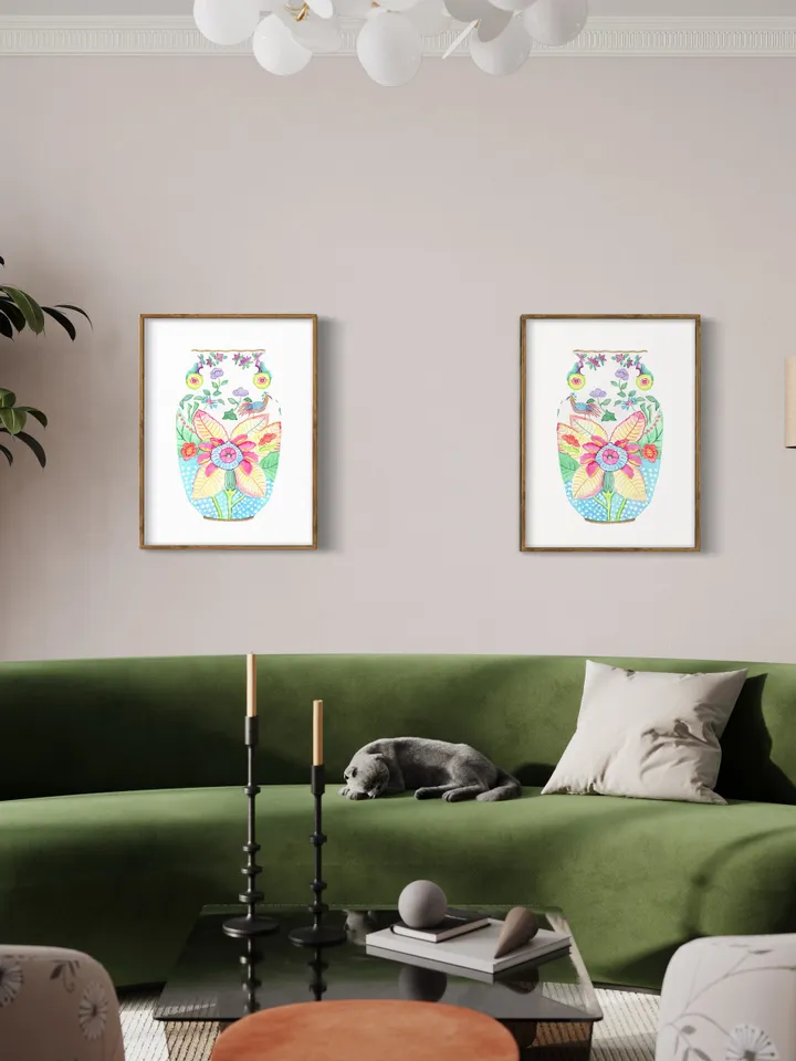 Watercolor Ginger Jar Prints Set Of 2 Chinoiserie Wall Art Print Oriental Vase Vintage Chinoiserie Asian Art Print Art For Living Room Art