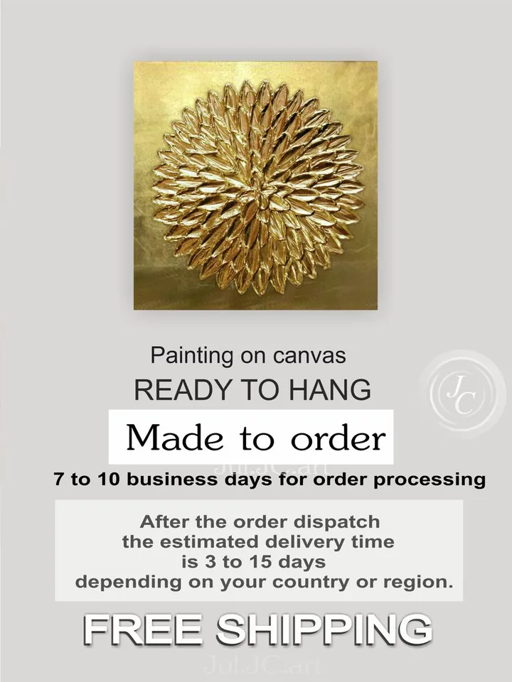 Gold Petals Abstract Wall Art Original Painting Metallic Textured artwork Gold Leaf Wall Art Modern wall decor
