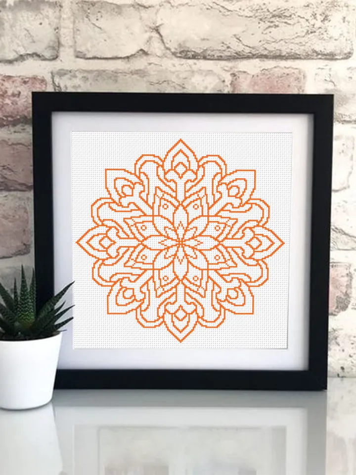 Mandala cross stitch pattern download PDF Monochrome mandala pattern digital PDF Quick cross stitch chart, Floral ornament cross stitch #M78