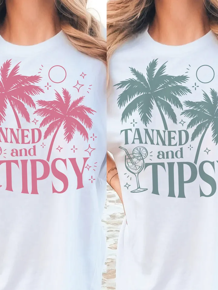 Tanned and Tipsy SVG PNG Beach summer Svg Beach shirt Png Summer vibe Svg Beach vibes Vacation svg Beach CutFile Summer Sublimation ORIGINAL
