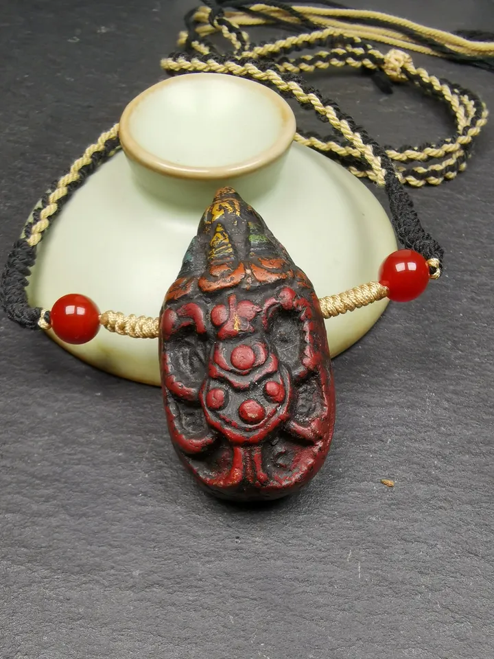 Gandhanra Old Tibetan Tsa Tsa Amulet, Scorpion Guru of Padmasambhava, Scorpion Terma Amulet of Wrathful Kila Transmission