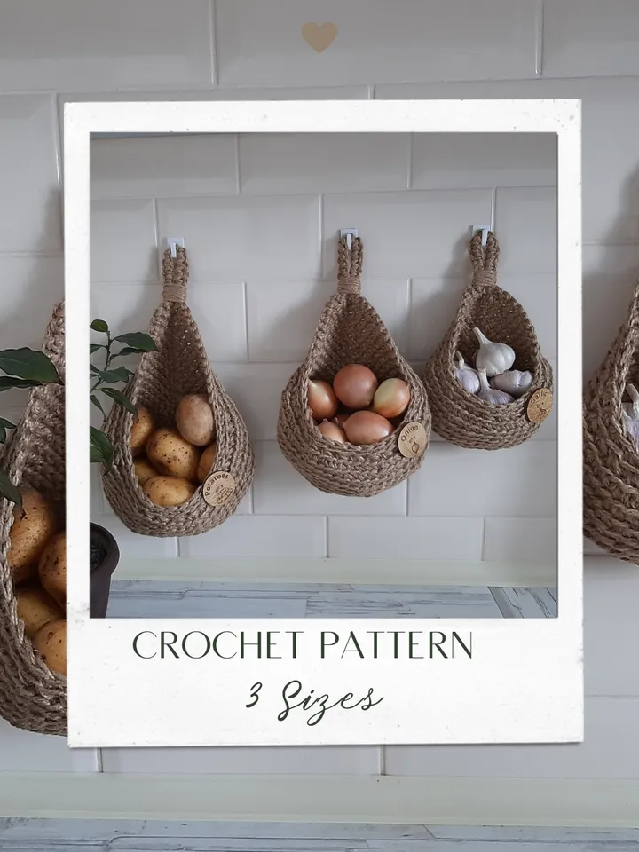 Wall hanging crochet basket pattern | Crochet pattern | Wall decor DIY | Teardrop Basket | storage basket | Rustic home organization