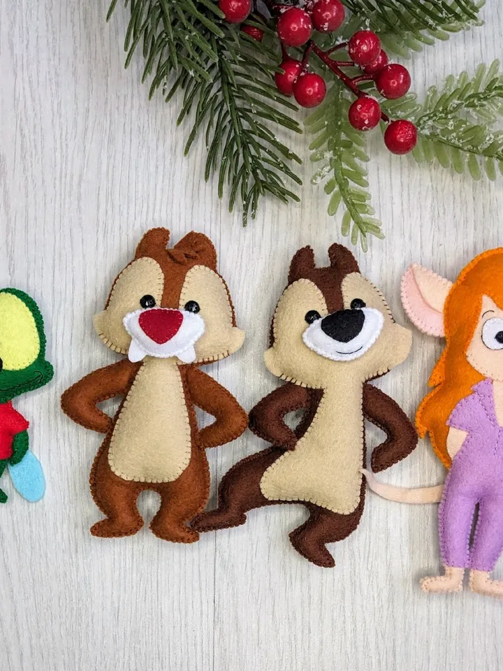 Chip 'n Dale Rescue Rangers. Gadget Hackwrench. Zipper the Fly. Set of felt toys for children