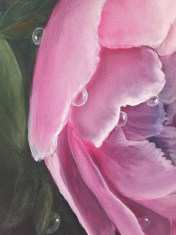 Oil painting "Peonies", 12*24 inches (30*60 cm)