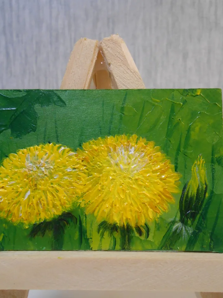 Dandelions.Oil painting.