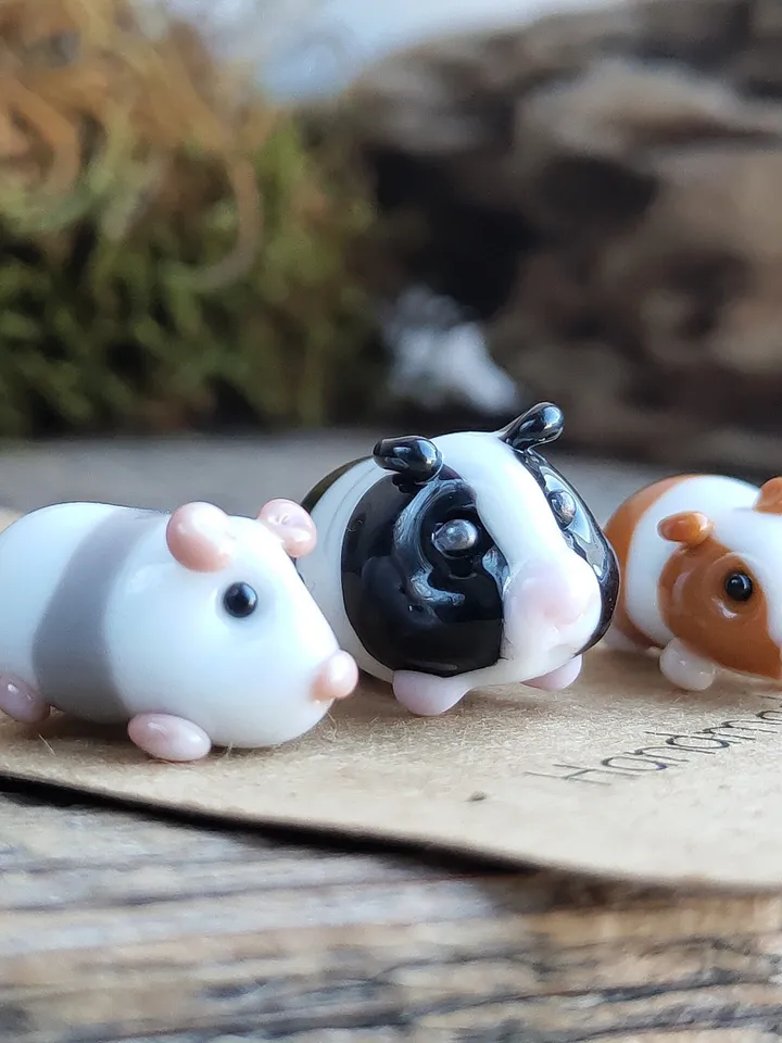 GUINEA PIG figurine GLASS figurines guinea pig gifts Pet guinea pig toy Glass guinea pig art miniature guinea pig Dollhouse Miniature animal