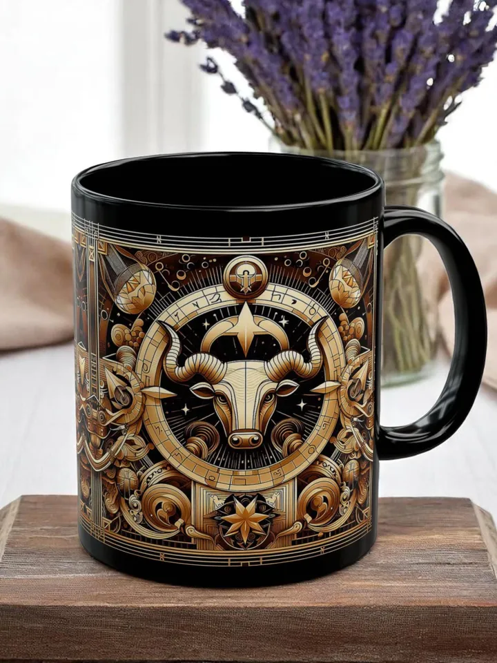 Taurus Ceramic Mug Coffee Lovers Gift, Home Decor, Artisan Mug, Unique Coffee Cup, Intricate Design Mug
