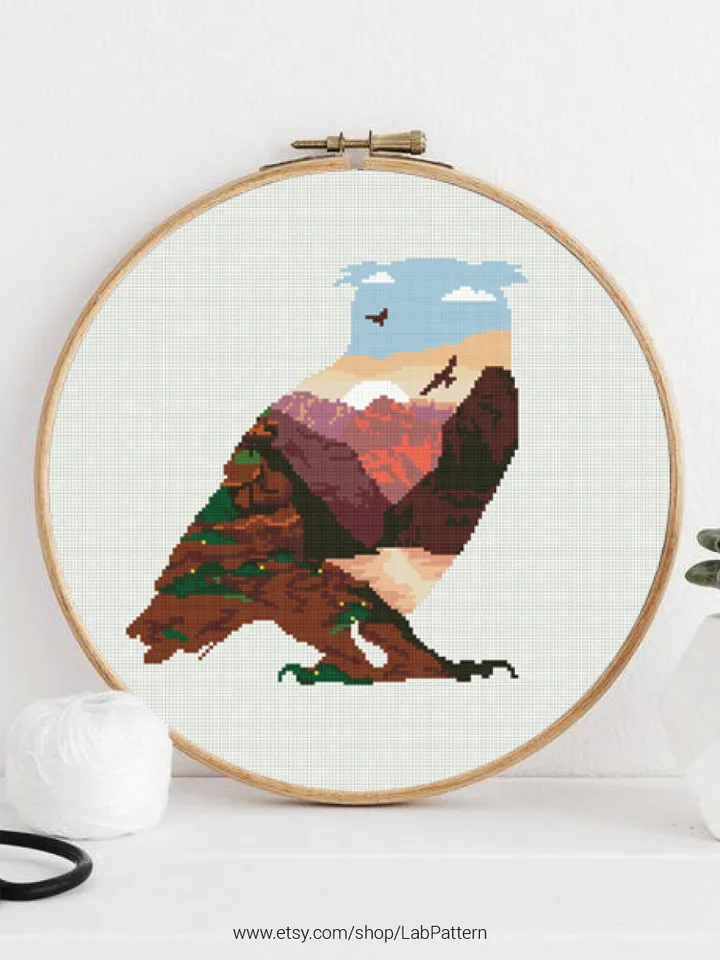 Owl Silhouette Cross stitch pattern | Embroidery Pattern | Instant Download | Embroidery Designs