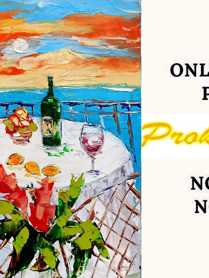 Sorrento Amalfi Coast oil painting italian Sea Original Painting Modern Art Sunset Seascape  Sorrento itali Wall Art by ArtProkopaloSv