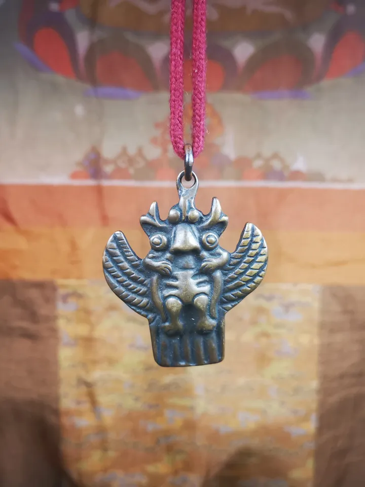 Gandhanra Antique Tibetan Buddhist Amulet,Garuda,Garula,Suparna,Golden-winged Bird Pendant,Made of Copper