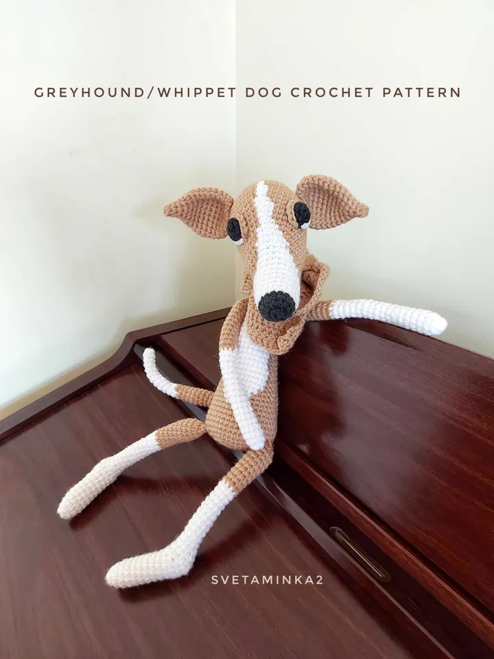Greyhound Dog Crochet Pattern Amigurumi, Whippet, Italian Greyhound, Galgo, Sighthound, Lurcher. Digital Download. PDF.