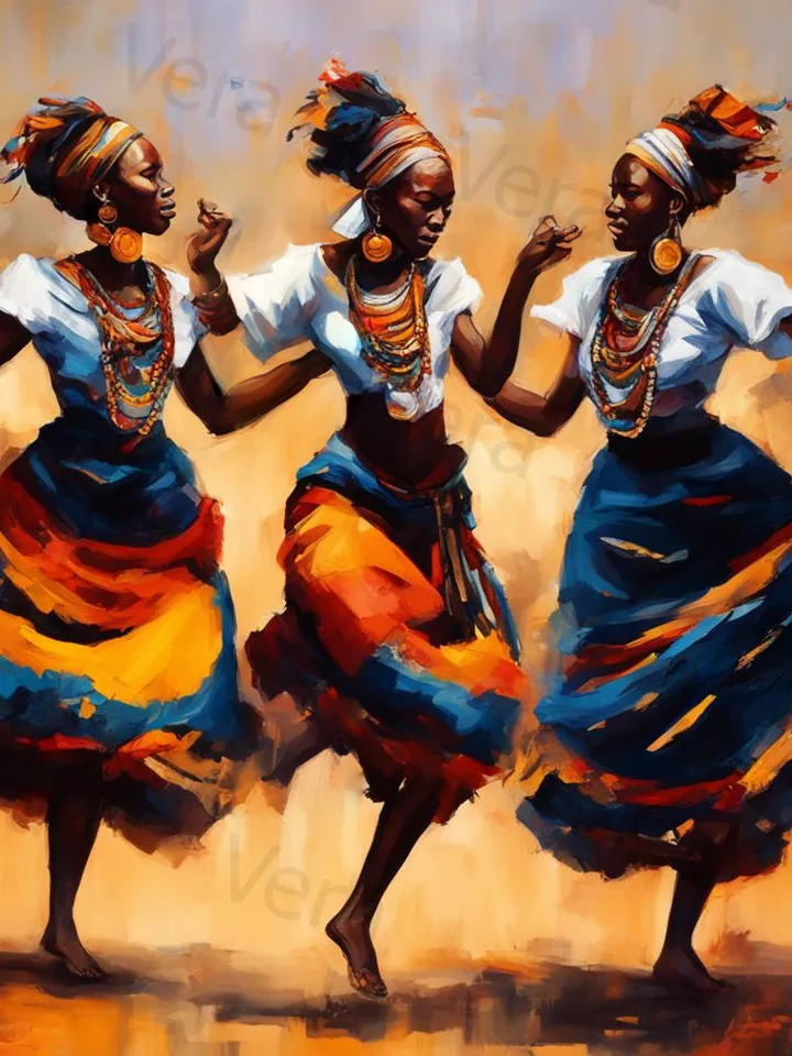 "African Women Dance Digital Artwork " Wall decor. Digital painting