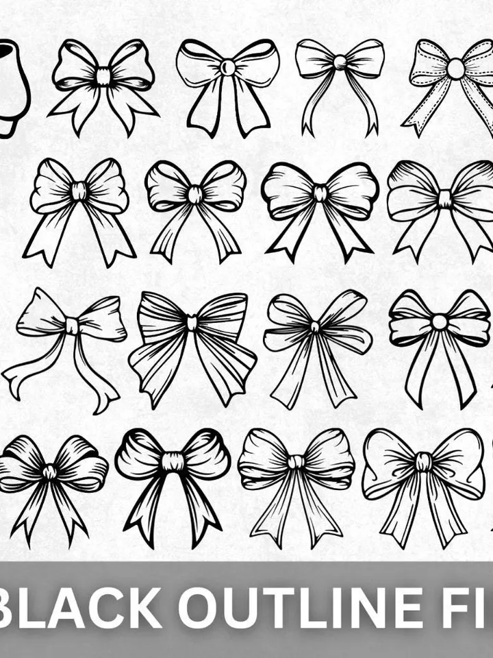 Boho Ribbon Svg Bundle, Coquette Bow Svg, Ribbon Svg, Bow Svg Png, Hair Bow Svg, Bow Tie Svg, Hand Draw Bow Clipart, Bow Png Cut File Cricut