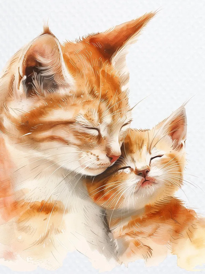 16 Cat and Kitten PNG Bundle, Kitten Love Printable Watercolor clipart, High Quality PNGs, Digital download, Paper craft, junk journal