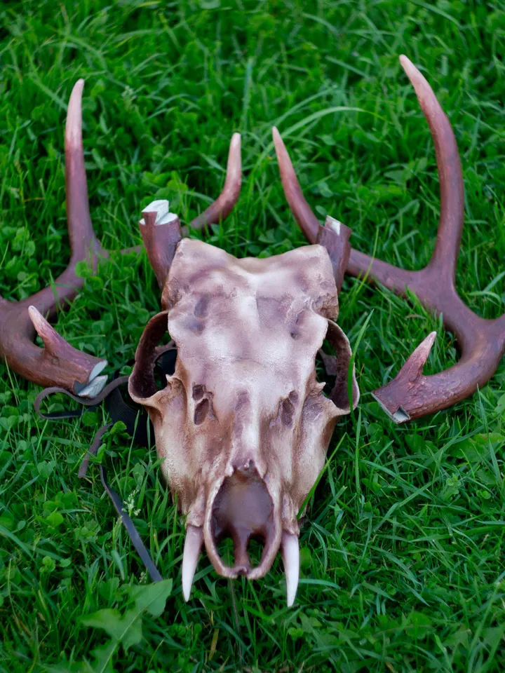 Deer Skull Mask, Antler Mask, Realistic Skull Mask, tribal headpiece, Headpiece skull, ritual mask, pagan headdress, skull costume mask